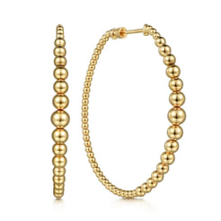 14K Yellow Gold 50mm Bujukan Hoop Earrings