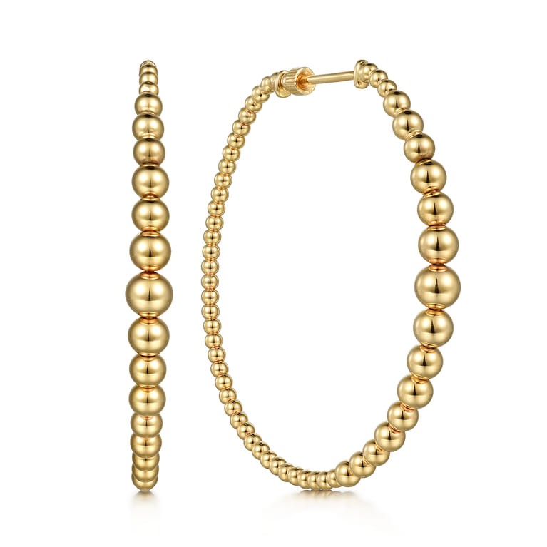 14K Yellow Gold 50mm Bujukan Hoop Earrings - Shot 1