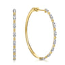 14K Yellow Gold 50mm Diamond Station Hoop Earrings - 0.7 ct
