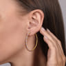 14K Yellow Gold 50mm Diamond Station Hoop Earrings - 0.7 ct