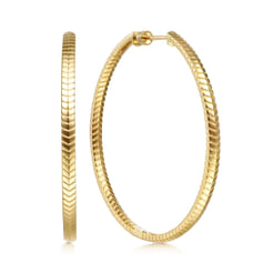 14K Yellow Gold 50mm Plain Classic Hoop Earrings