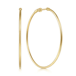 14K Yellow Gold 50mm Round Classic Hoop Earrings