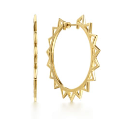 14K Yellow Gold 50mm Spike Classic Hoop Earrings