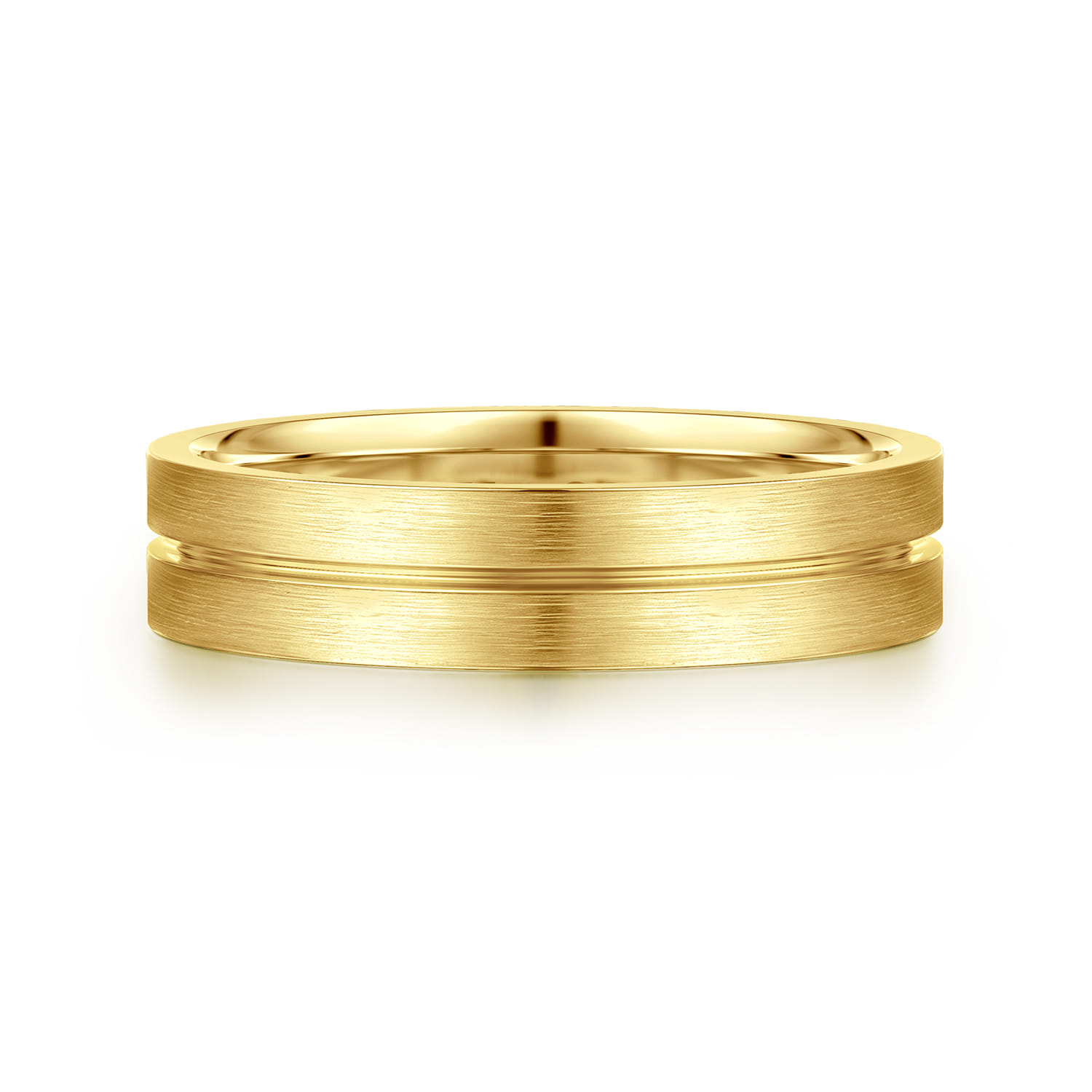 14K Yellow Gold 5mm - Men's Wedding Band in Horizontal Brush Finish - Shot 1