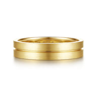 14K Yellow Gold 5mm - Men's Wedding Band in Horizontal Brush Finish