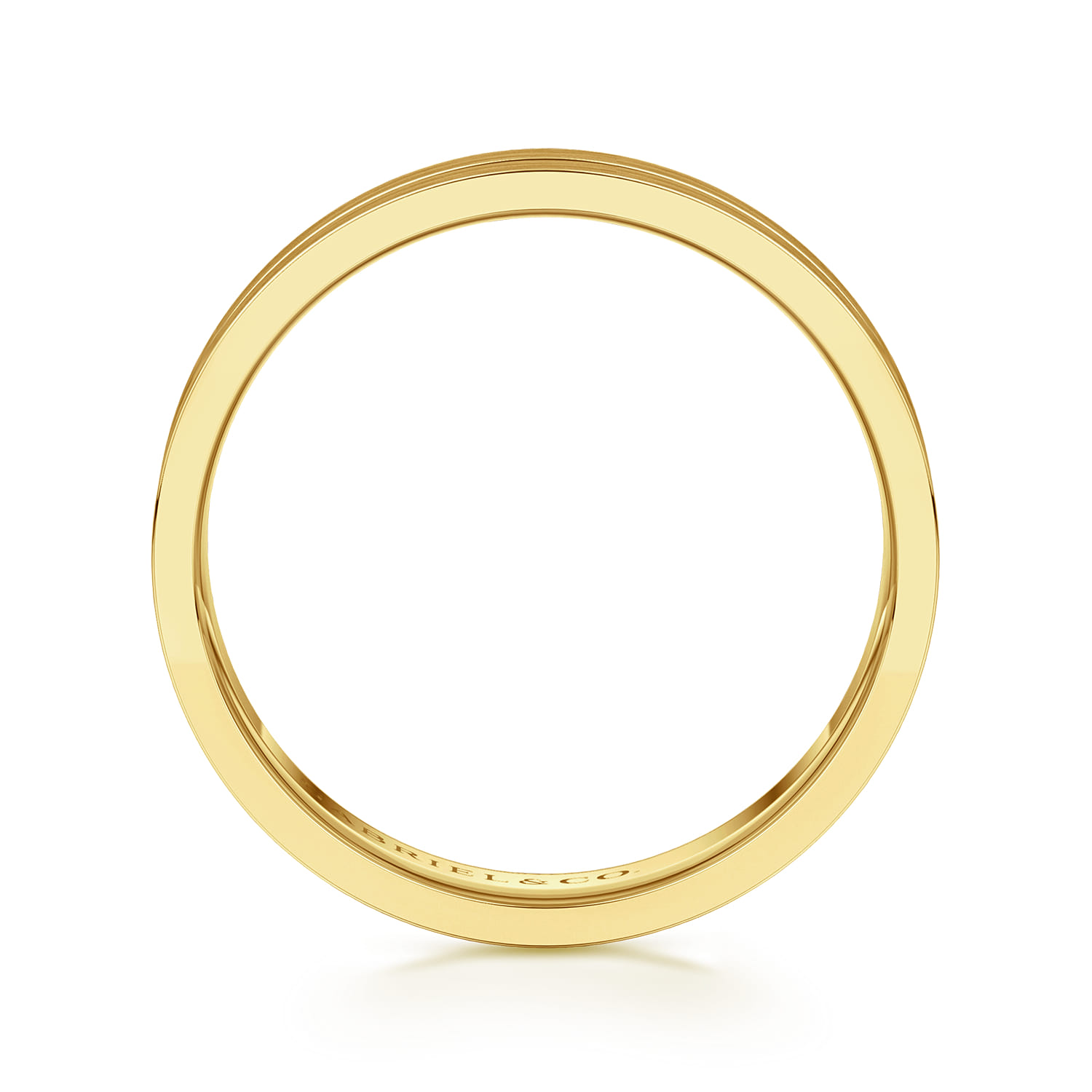 14K Yellow Gold 5mm - Men's Wedding Band in Horizontal Brush Finish - Shot 2