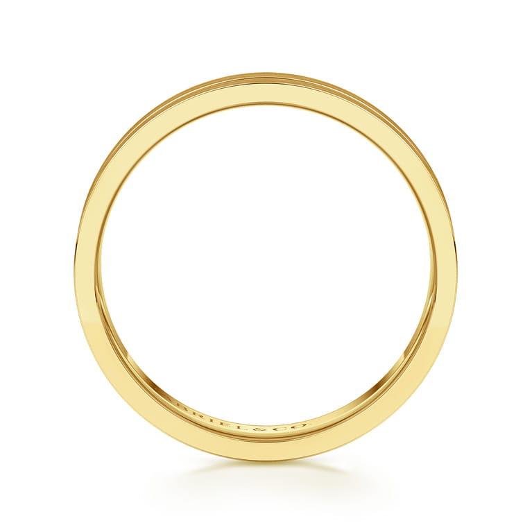 14K Yellow Gold 5mm - Men's Wedding Band in Horizontal Brush Finish - Shot 2