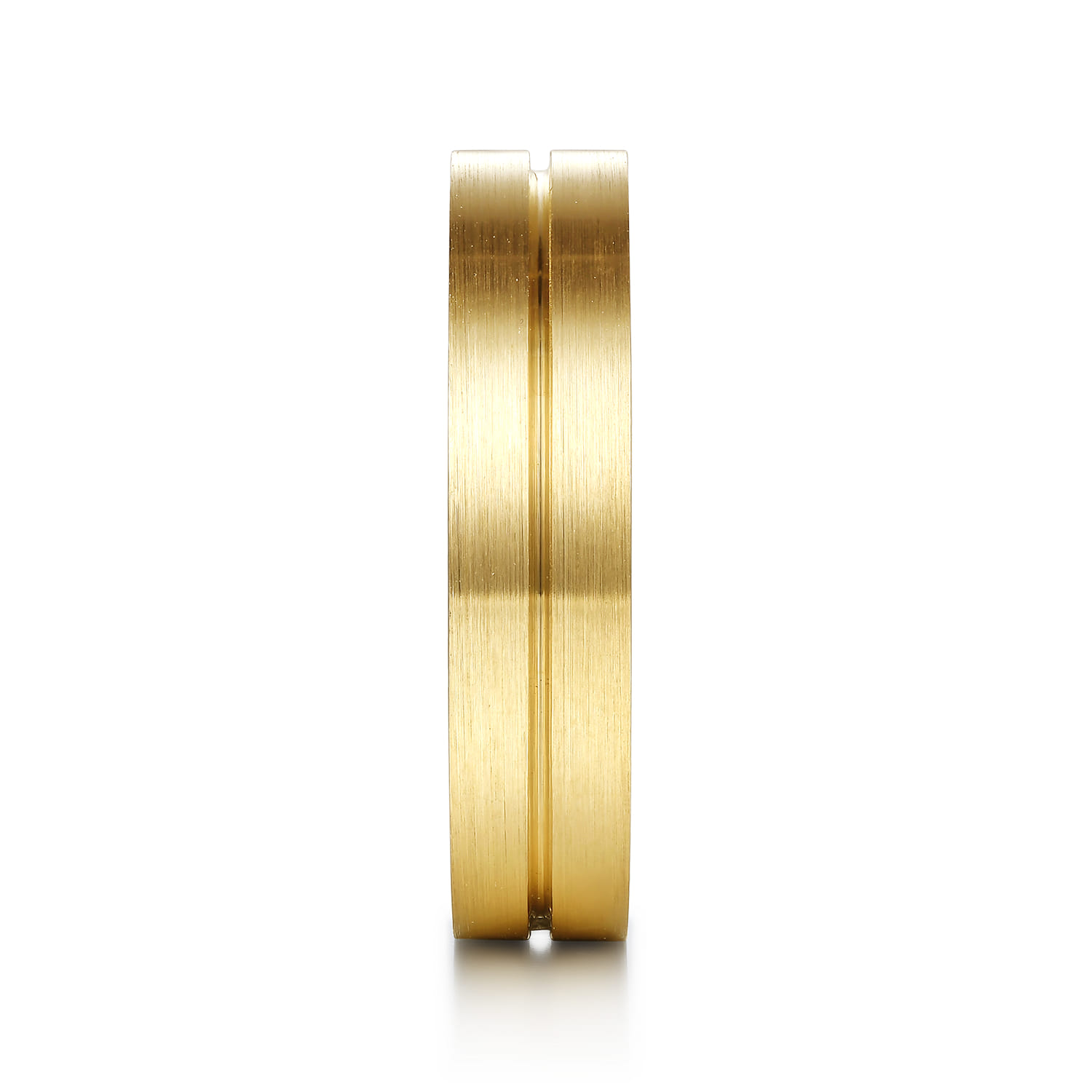 14K Yellow Gold 5mm - Men's Wedding Band in Horizontal Brush Finish - Shot 4