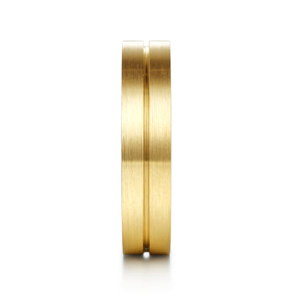14K Yellow Gold 5mm - Men's Wedding Band in Horizontal Brush Finish