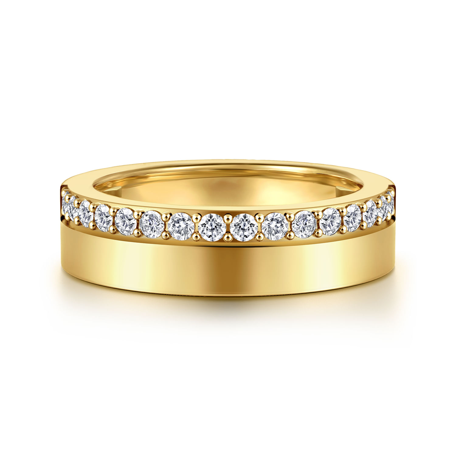 14K Yellow Gold 5mm Diamond Anniversary Cigar Band