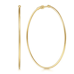 14K Yellow Gold 60mm Round Classic Hoop Earrings