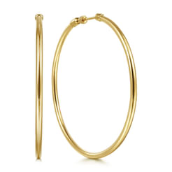 14K Yellow Gold 60mm Round Classic Hoop Earrings