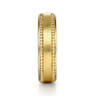 14K Yellow Gold 6mm - Beads Men's Wedding Band in Horizontal Brush Finish