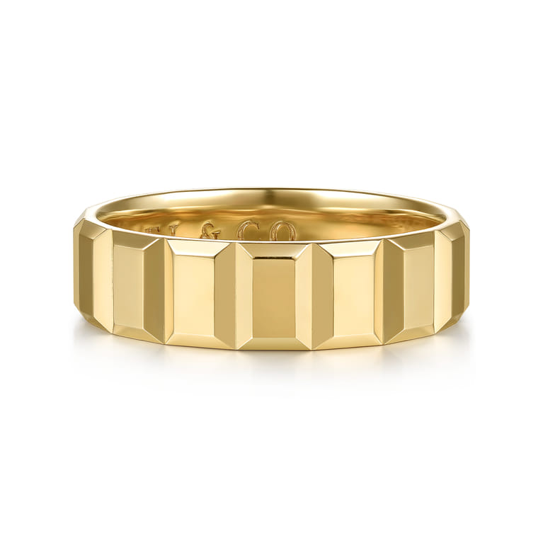 14K Yellow Gold 6mm - Men's Wedding Band in High Polish Finish - Shot 1