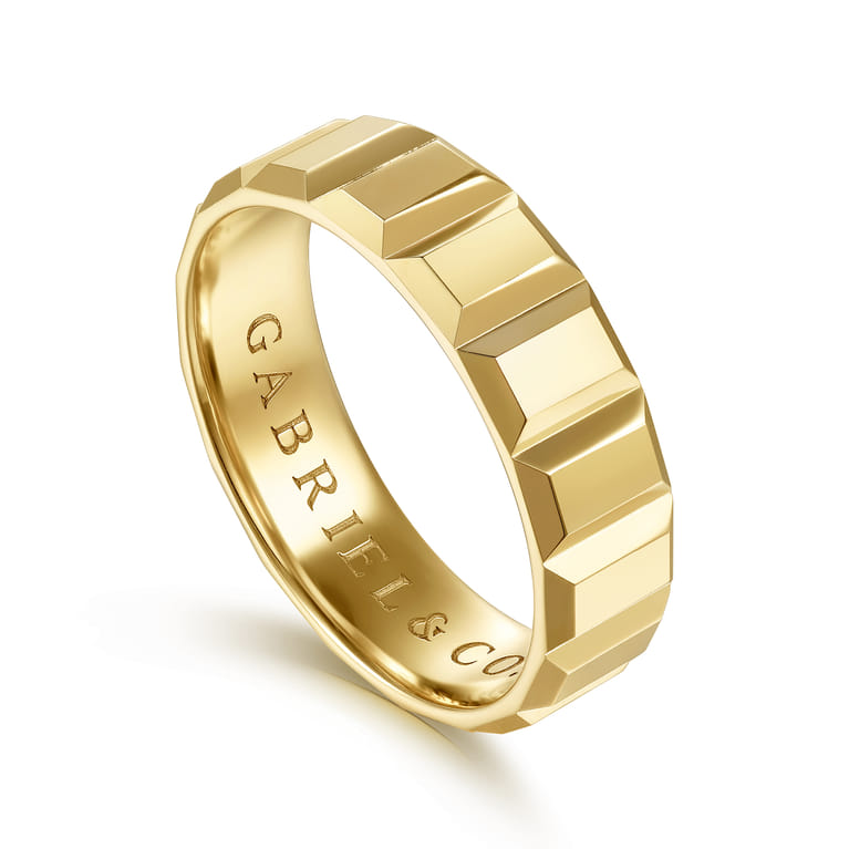 14K Yellow Gold 6mm - Men's Wedding Band in High Polish Finish - Shot 3