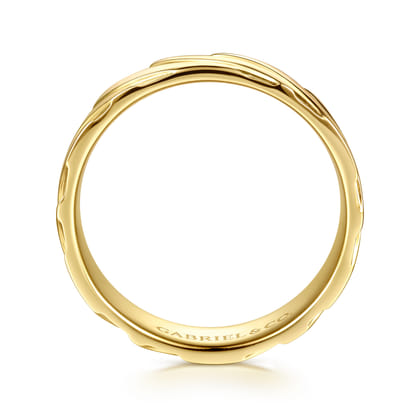 14K Yellow Gold 6mm - Men's Wedding Band in Sand Blast Finish