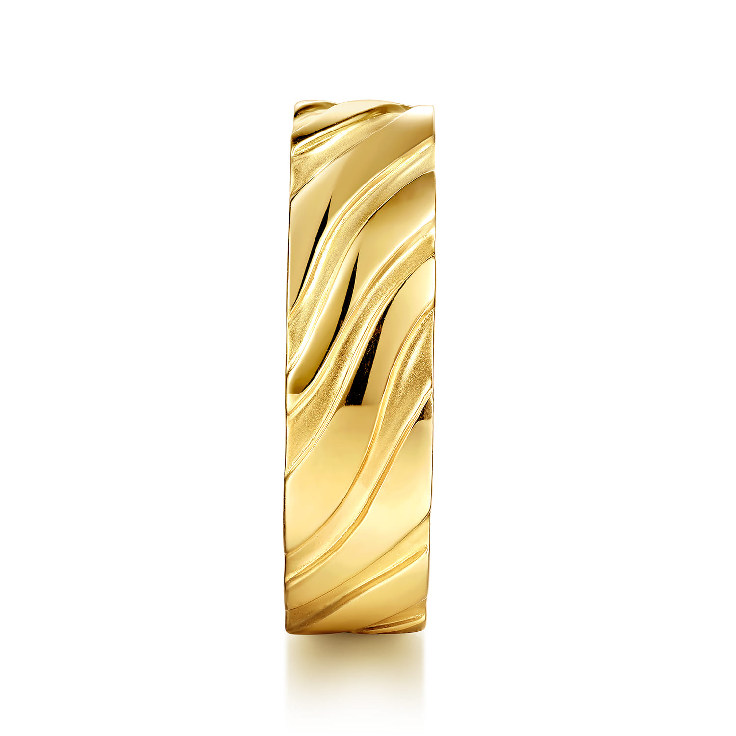14K Yellow Gold 6mm - Men's Wedding Band in Sand Blast Finish - Shot 4