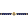 14K Yellow Gold 6mm Lapis and Sapphire Beaded Bracelet with Evil eye
