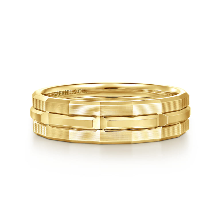 14K Yellow Gold 6mm Men's Ring Brush Finish in Satin Finish - Shot 1