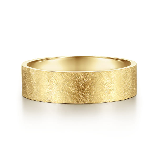 Yellow Gold Men's Wedding Band in Brushed Finish