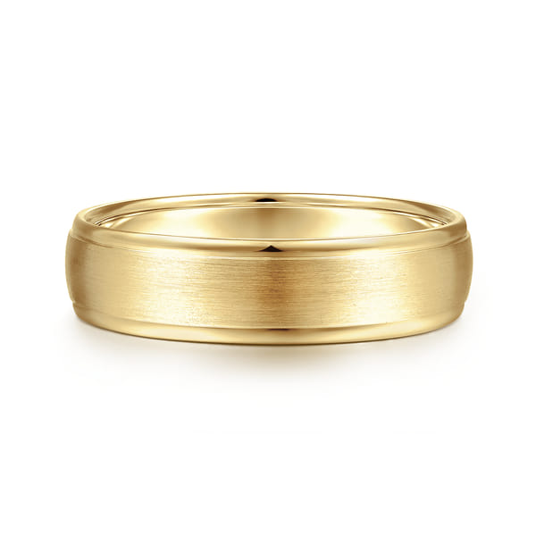 Yellow Gold Men's Wedding Band in Satin Finish