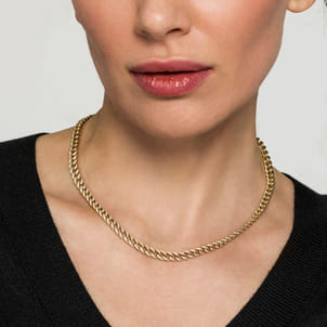 14K Yellow Gold 6mm Solid Cuban Link Chain Diamond Necklace