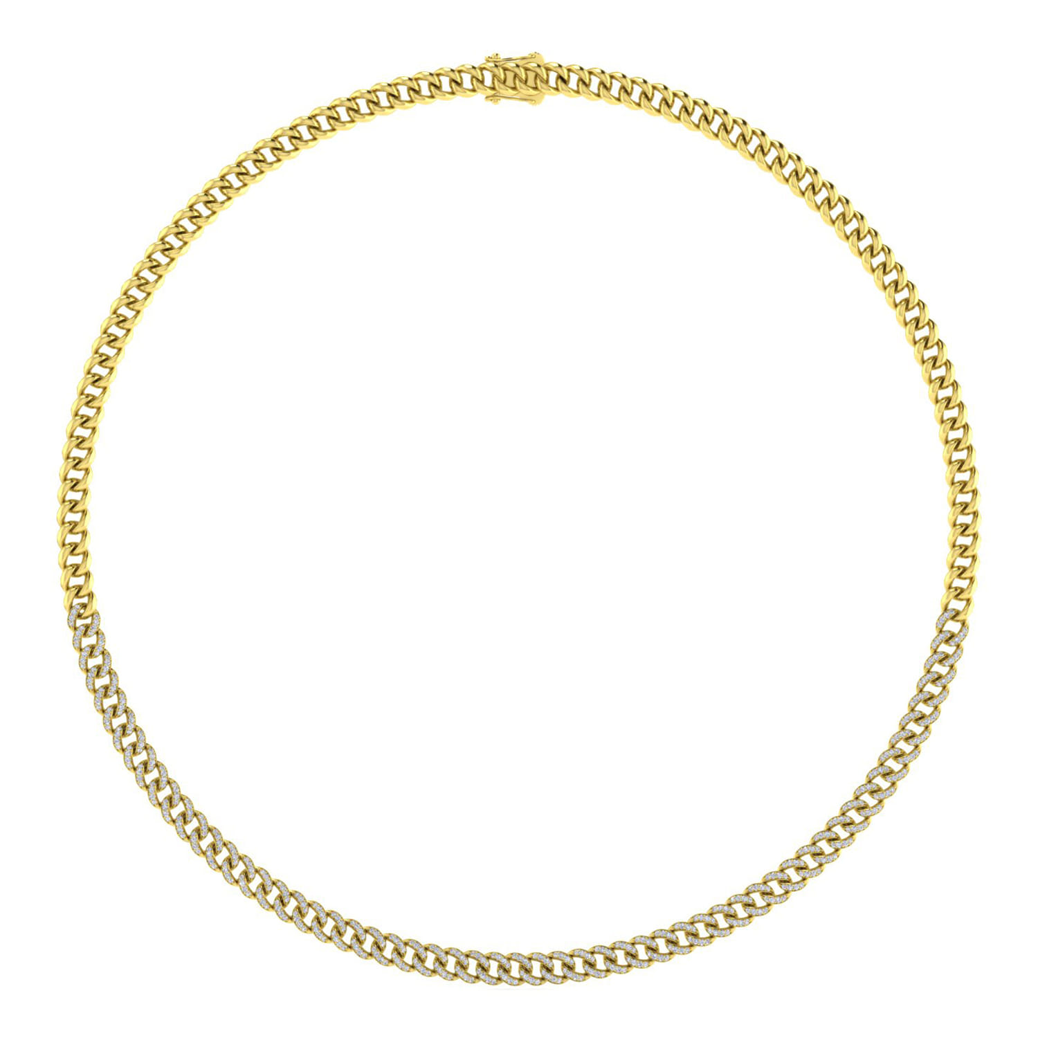 14K Yellow Gold 6mm Solid Cuban Link Chain Diamond Necklace - 2 ct - Shot 2
