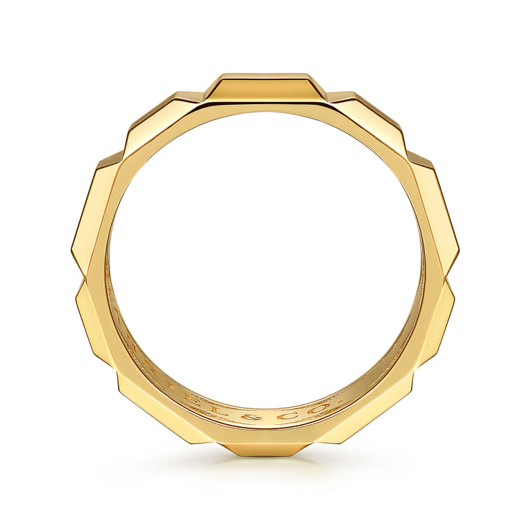 14K Yellow Gold 6mm Square Mens Ring in High Polished Finish - Shot 2