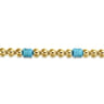 14K Yellow Gold 6mm ball and Turquoise Cylinder Beaded Bracelet