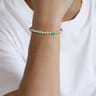 14K Yellow Gold 6mm ball and Turquoise Cylinder Beaded Bracelet