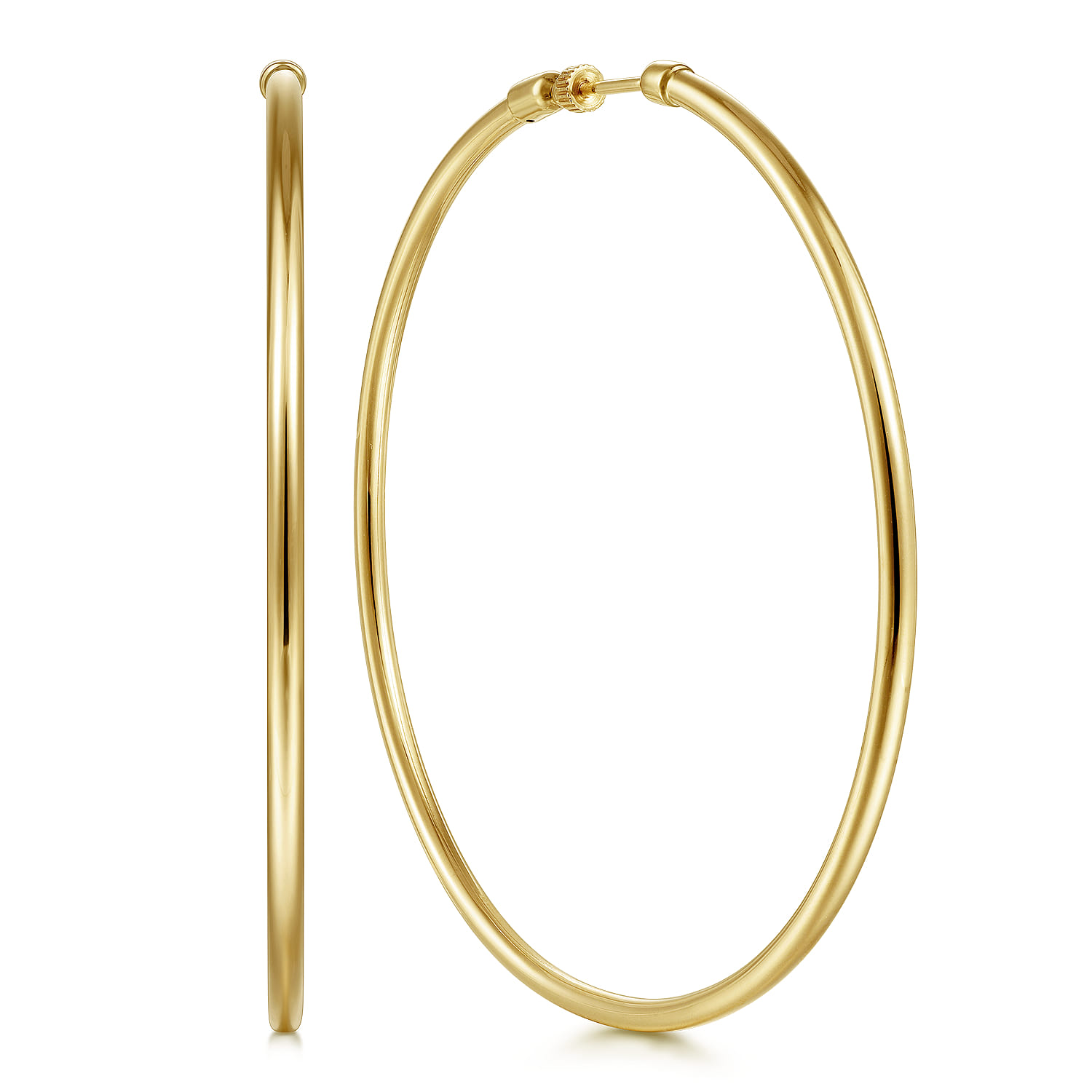14K Yellow Gold 70 mm Classic Hoop Earrings - Shot 1