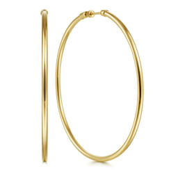 14K Yellow Gold 70 mm Classic Hoop Earrings