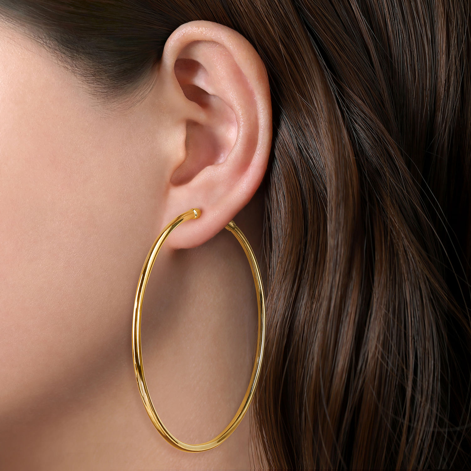 14K Yellow Gold XL outlet Flat Style Hoop Earrings, 70mm