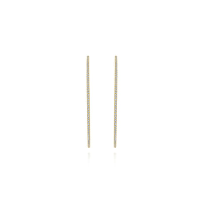 14K Yellow Gold 70mm Classic Diamond Hoop Earrings