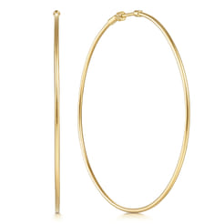 14K Yellow Gold 70mm Round Classic Hoop Earrings