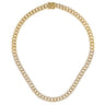 14K Yellow Gold 8mm Solid Cuban Link Chain Diamond Necklace - 2.4 ct