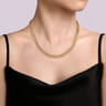 14K Yellow Gold 8mm Solid Cuban Link Chain Diamond Necklace - 2.4 ct