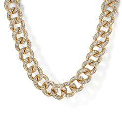 14K Yellow Gold 8mm Solid Cuban Link Chain Diamond Necklace