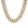 14K Yellow Gold 8mm Solid Cuban Link Chain Diamond Necklace - 3 ct
