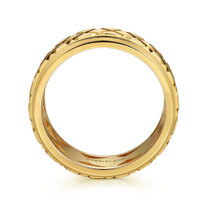 14K Yellow Gold 8mm Square Mens Ring in High Polished Finish