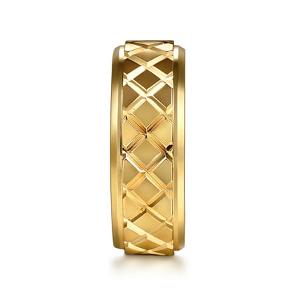 14K Yellow Gold 8mm Square Mens Ring in High Polished Finish