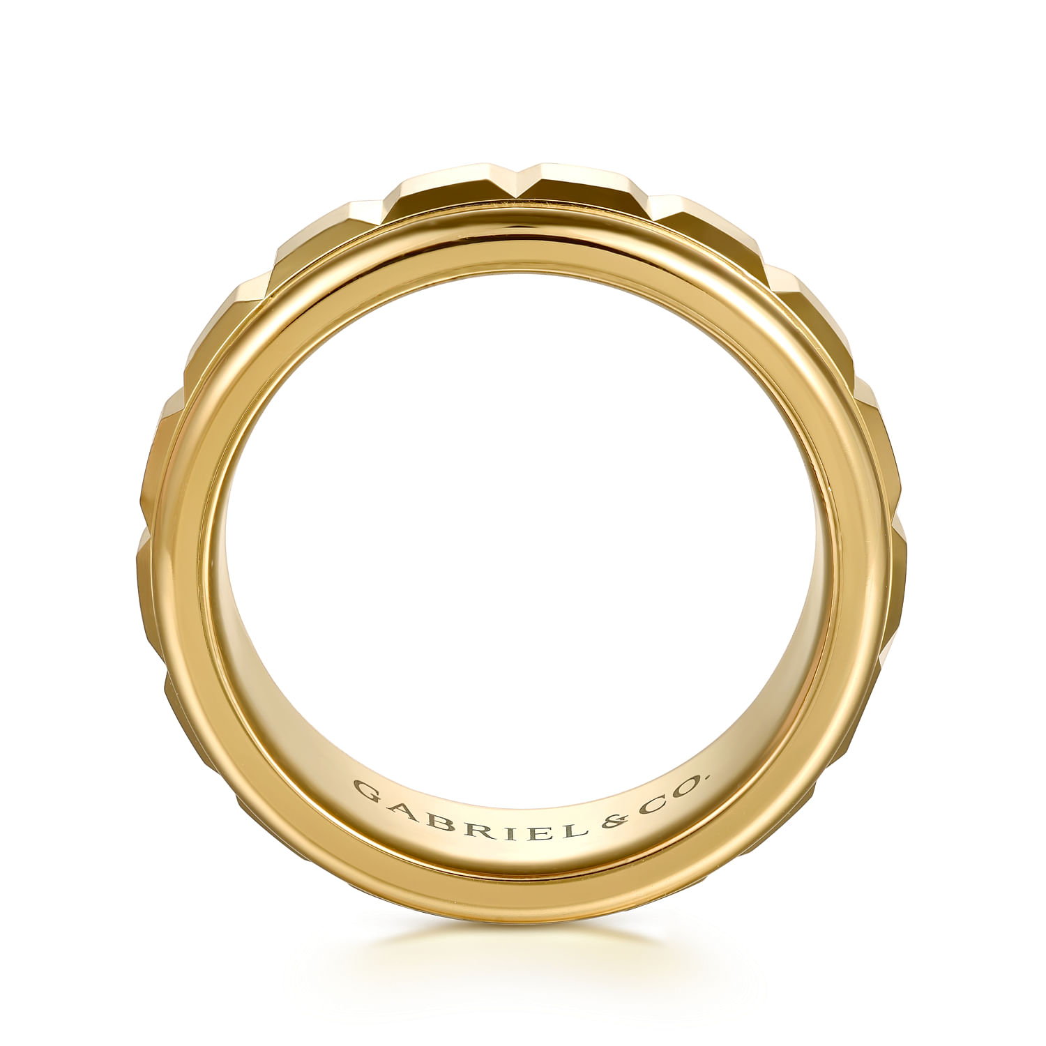 14K Yellow Gold 8mm Square Rotating Mens Ring in High Polished Finish - Shot 2