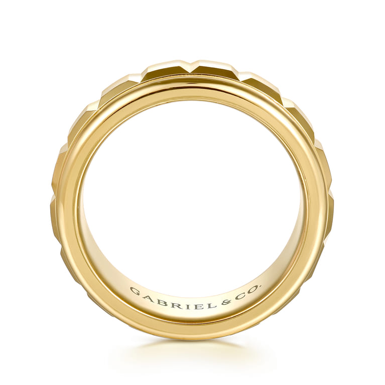 14K Yellow Gold 8mm Square Rotating Mens Ring in High Polished Finish - Shot 2