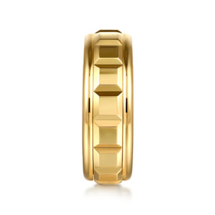 14K Yellow Gold 8mm Square Rotating Mens Ring in High Polished Finish