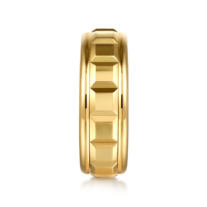 14K Yellow Gold 8mm Square Rotating Mens Ring in High Polished Finish