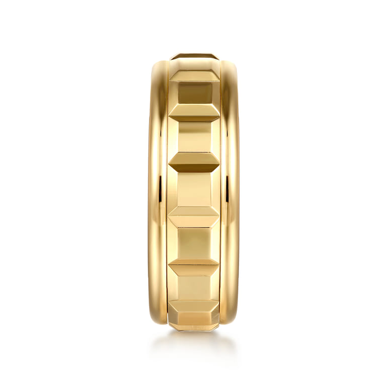 14K Yellow Gold 8mm Square Rotating Mens Ring in High Polished Finish - Shot 4