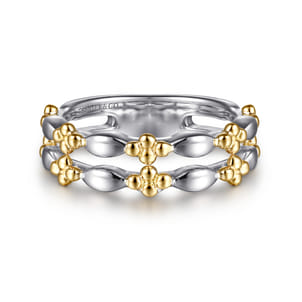 14K Yellow Gold  925 Sterling Silver Bujukan Easy Stackable Ring