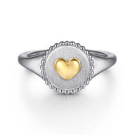 14K Yellow Gold  925 Sterling Silver Bujukan Heart Medallion Ladies Ring