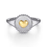 14K Yellow Gold  925 Sterling Silver Bujukan Heart Medallion Ladies Ring