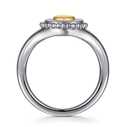 14K Yellow Gold  925 Sterling Silver Bujukan Heart Medallion Ladies Ring